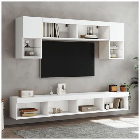 Mobili Porta Tv Con Luci Led 2 Pz Bianchi 100x30x30 Cm - Foto 3