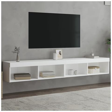 Mobili Porta Tv Con Luci Led 2 Pz Bianchi 100x30x30 Cm - Foto 1
