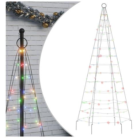 Illuminazione Albero Di Natale Su Pennone 200led Colorato 180cm - Foto 1