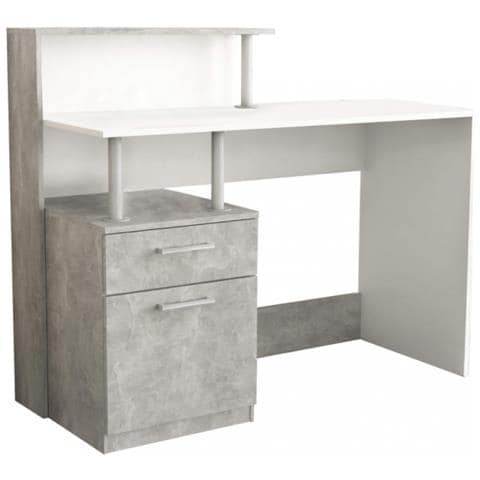 Scrivania Nasdaq Bianco E Grigio Effetto Cemento - Foto 1