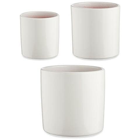 Set Di Vasi Ø 14 Cm Ø 22 Cm Ø 17 Cm Cilindro 3 Pezzi Bianco - Foto 1