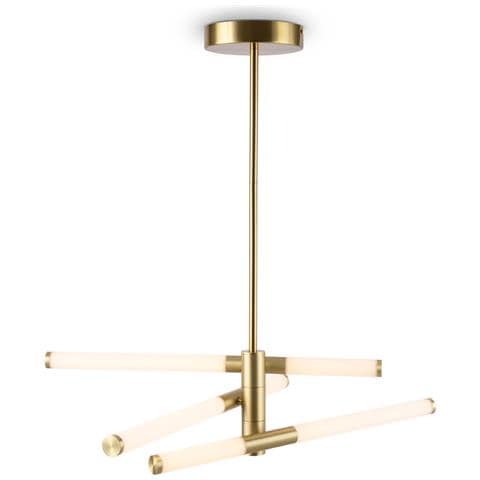 Lampadario A Sospensione Moderno Axis Alluminio Oro Acrilico 3 Luci Led 28w - Foto 1