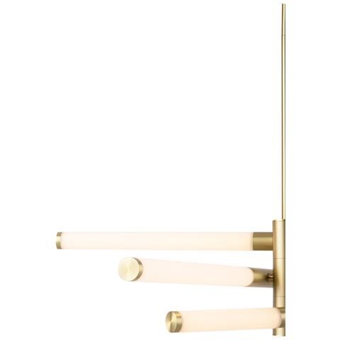 Lampadario A Sospensione Moderno Axis Alluminio Oro Acrilico 3 Luci Led 28w - Foto 5