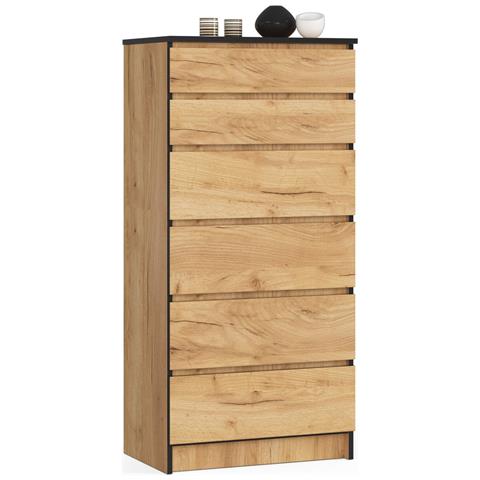 Cassettiera K60, 6 cassetti, 60x40x130 cm, Colore Quercia Craft - Foto 1