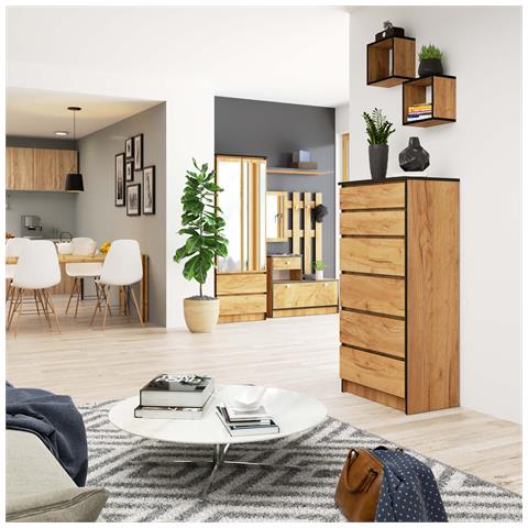 Cassettiera K60, 6 cassetti, 60x40x130 cm, Colore Quercia Craft - Foto 5