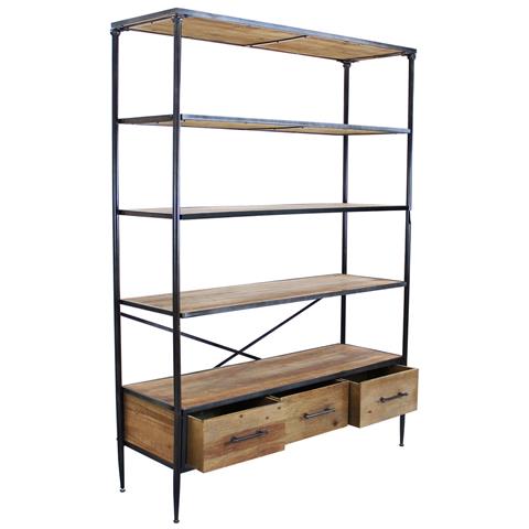 Scaffale In Legno E Metallo A 4 Ripiani Con Cassetti Linea Classic - Foto 2