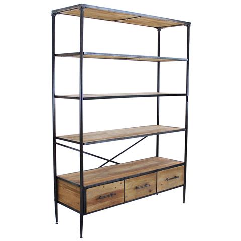 Scaffale In Legno E Metallo A 4 Ripiani Con Cassetti Linea Classic - Foto 1