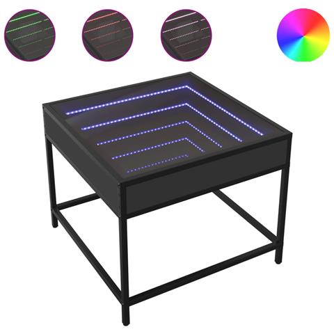 Tavolino Da Salotto Con Led Infinity Nero 50x50x41 Cm - Foto 2