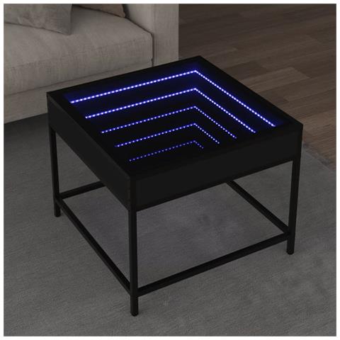 Tavolino Da Salotto Con Led Infinity Nero 50x50x41 Cm - Foto 1