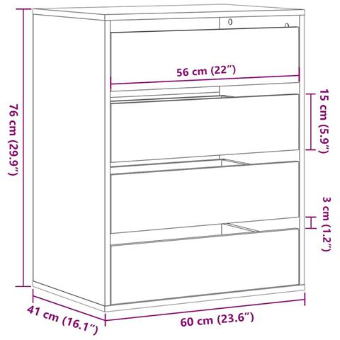 Cassettiera Angolo Rovere Marrone 60x41x76cm Legno Multistrato - Foto 10