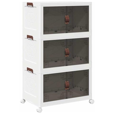 Scatola Portaoggetti Con Ruote 3 Livelli 75 L 64x39,5x110,5 Cm - Foto 2