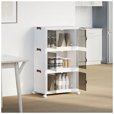 Scatola Portaoggetti Con Ruote 3 Livelli 75 L 64x39,5x110,5 Cm - Foto 3