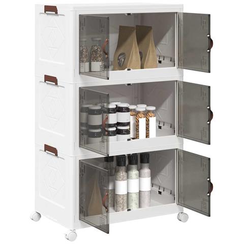 Scatola Portaoggetti Con Ruote 3 Livelli 75 L 64x39,5x110,5 Cm - Foto 1