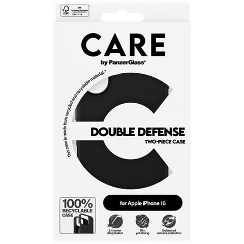 CARE by PG Double Def BLK iPhone16 6.1 custodia per cellulare Cover Trasparente - Foto 2