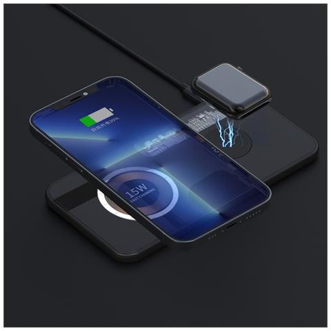 Base Di Ricarica Wireless Da 15w. Magsafe E Qi Speciale Apple Watch E Cuffie. Base Di Ricarica Doppia. - Foto 2
