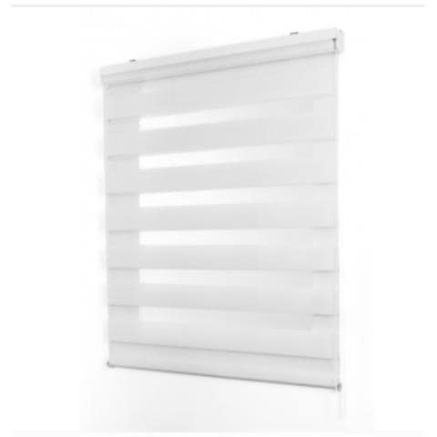 Duolux - Tenda A Rullo Semifiltrante Con Frange Trasparenti Colore Bianco - 140x180cm - Foto 1