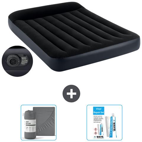 Set Materassino Gonfiabile - 191x137x25 Cm - Blu Scuro - Include Accessori Coordinati Cb20 - Foto 1