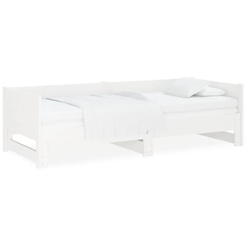 Lusso Casadino -  Dormeuse Estraibile Bianca Legno Massello Di Pino 2x(90x190) Cm - Foto 1