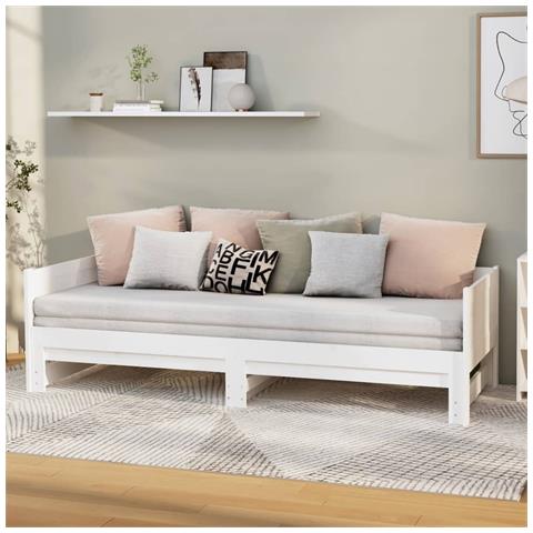 Lusso Casadino -  Dormeuse Estraibile Bianca Legno Massello Di Pino 2x(90x190) Cm - Foto 8