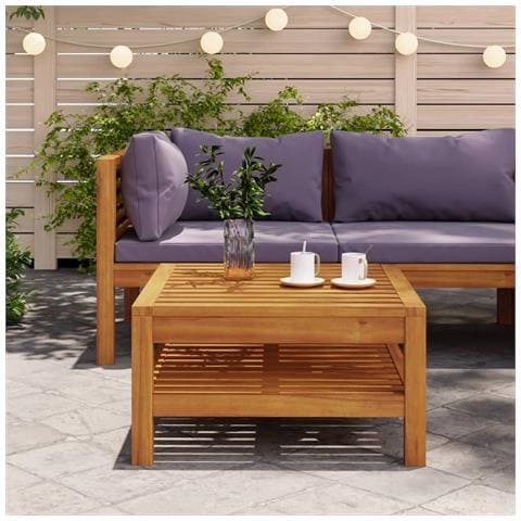 Tavolino Da Caffè 65x65x35 Cm In Legno Massello Di Acacia - Foto 6