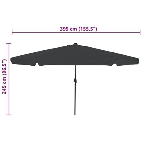 Parasol da Giardino  con Luci a LED ø395x245 cm Antracite - Foto 8