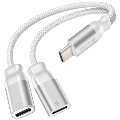 Splitter Audio /carica Usb-c 2in1 Nylon, Bianco - Foto 1