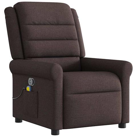 Poltrona Massaggiante Reclinabile Marrone Scuro in Tessuto - Foto 1