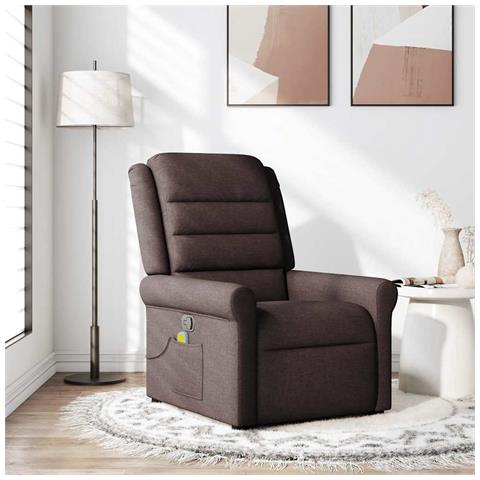 Poltrona Massaggiante Reclinabile Marrone Scuro in Tessuto - Foto 2