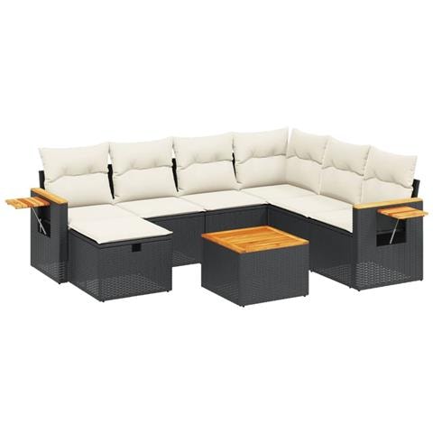 Set Divani da Giardino con Cuscini 8 pz Nero in Polyrattan - Foto 1