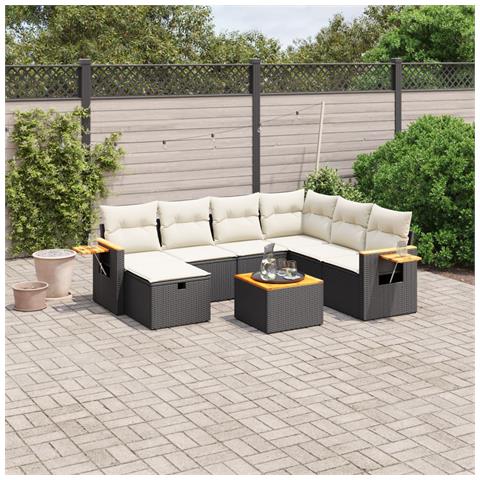 Set Divani da Giardino con Cuscini 8 pz Nero in Polyrattan - Foto 2