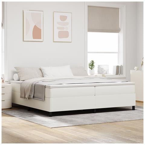 Letto Box Spring Crema 200x200 cm Tessuto a coste - Foto 2