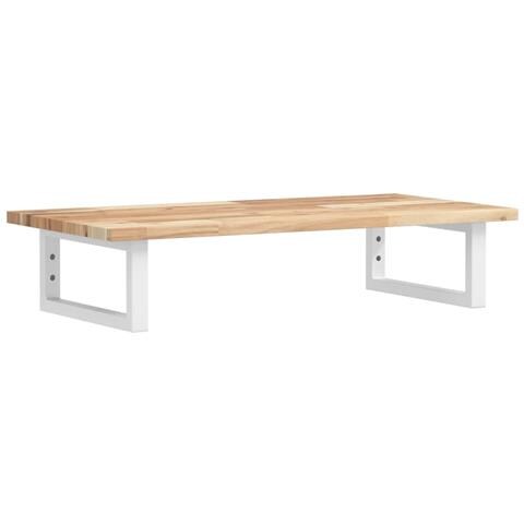 Ripiano a Parete per Lavabo in Acciaio e Massello di Acacia - Foto 1