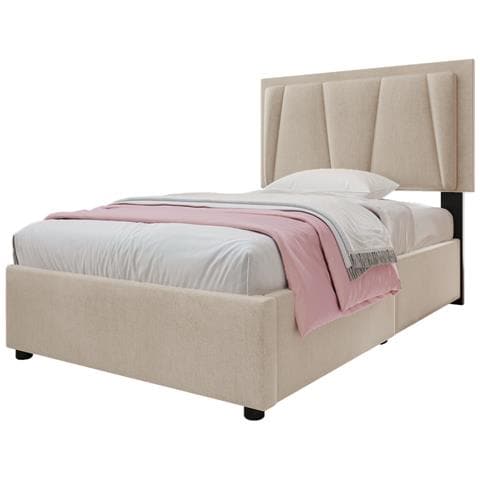 Letto Singolo Beige Con Led, Testiera Regolabile E Due Cassetti Per Lo Stoccaggio - Foto 1