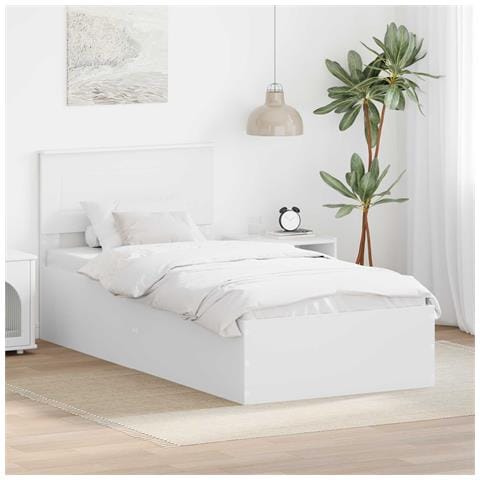 Struttura del letto Bianco 75 x 190 cm Legno multistrato - Foto 2