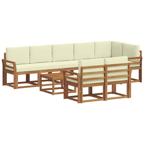 Set di divani da esterno con cuscino 9 pcs Naturale e Crema - Foto 1