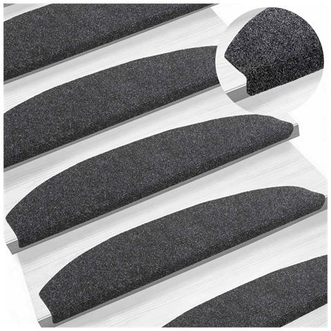 Tappetini per scale autoadesivi 15 pcs Grigio Scuro - Foto 2