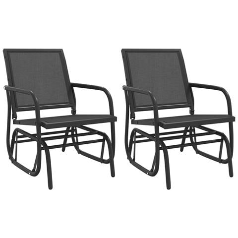 Sedie a Dondolo Giardino 2pz Nere 61x76x87 Textilene e Acciaio - Foto 1