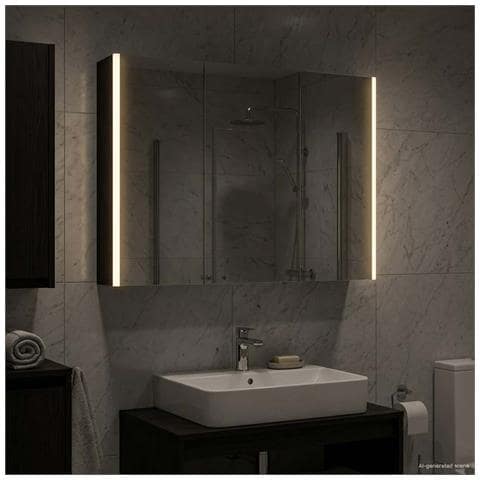Mobiletto per specchio da bagno Rovere Nero - Foto 2
