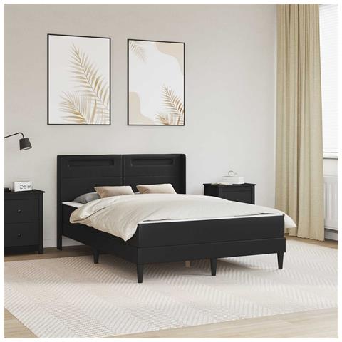 Struttura letto con materasso Nero 140 x 200 cm Similpelle - Foto 2