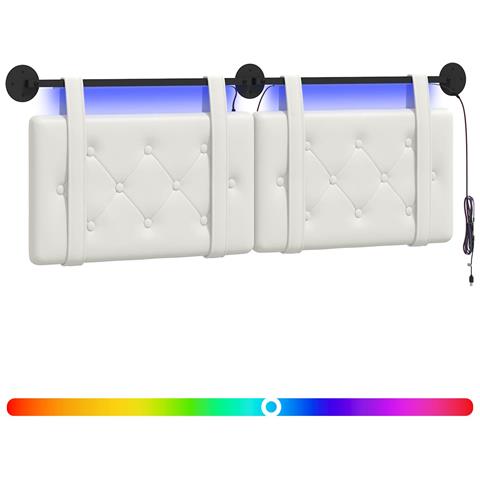 Testiera sospesa Con luce LED Bianco Similpelle - Foto 1