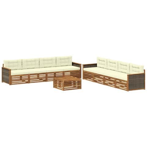 Set di divani da esterno con cuscino 9 pcs Naturale e Crema - Foto 1