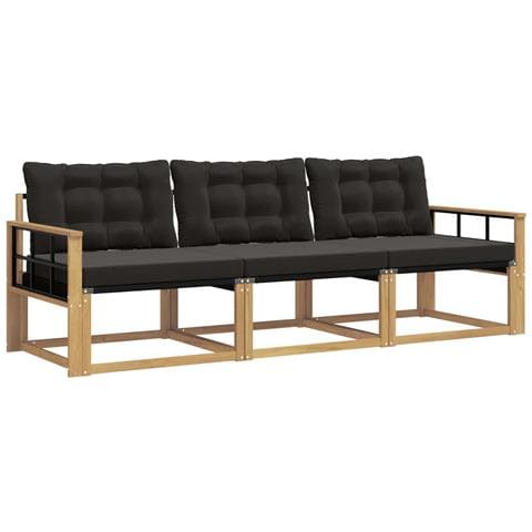 Set di divani da esterno con cuscino 3 pcs Bianco e Nero - Foto 1
