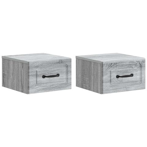 Mobiletto da notte a muro 2 pcs Grigio Sonoma 34,5 x 33 x 20 cm - Foto 1