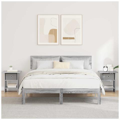 Comodino 2 pcs Grigio Sonoma 41 x 40 x 45 cm Legno multistrato - Foto 2