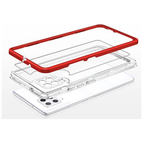 Custodia Trasparente 3in1 Per Samsung Galaxy A42 5g, Cover In Gel Rossa - Foto 1