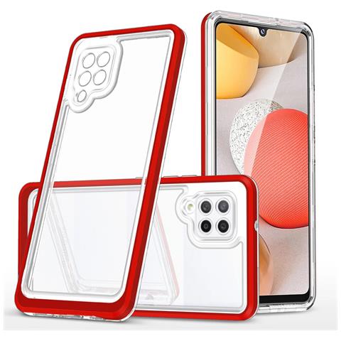Custodia Trasparente 3in1 Per Samsung Galaxy A42 5g, Cover In Gel Rossa - Foto 2