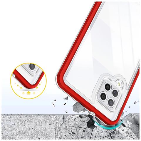 Custodia Trasparente 3in1 Per Samsung Galaxy A42 5g, Cover In Gel Rossa - Foto 5