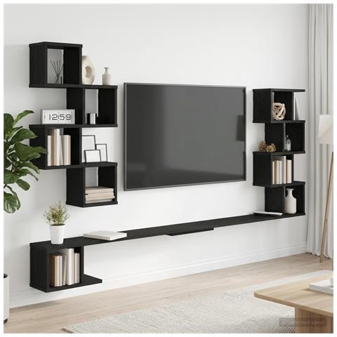 Mensola per TV da muro Rovere Nero 160 x 15 x 94 cm - Foto 2