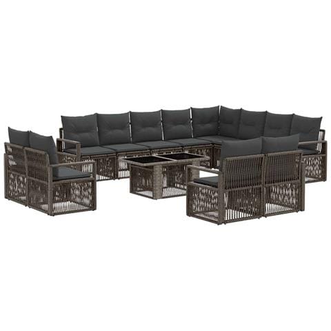 Set Divano da Giardino 13 pz Grigio e Grigio Scuro polyrattan - Foto 1
