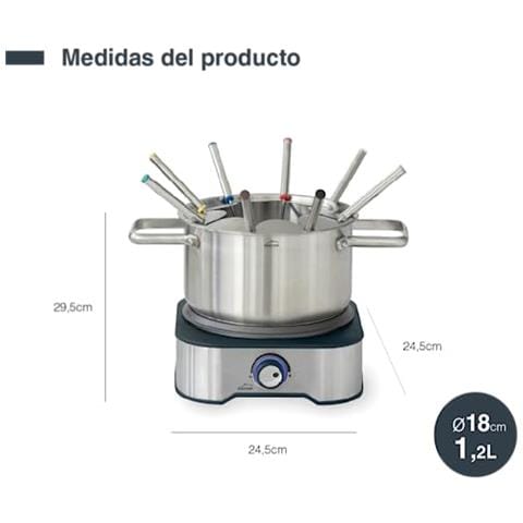 69399 - Set per fonduta elettrica, per sciogliere formaggio e cioccolato, con 8 forchette - Foto 2